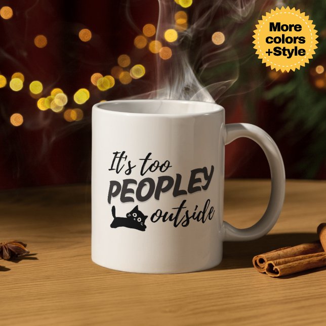 "Det är för folk" Lustigt Cat Mugg - Perfekt Gift (It's Too Peopley" Funny Cat Mug - Perfect Gift for Introverts!)