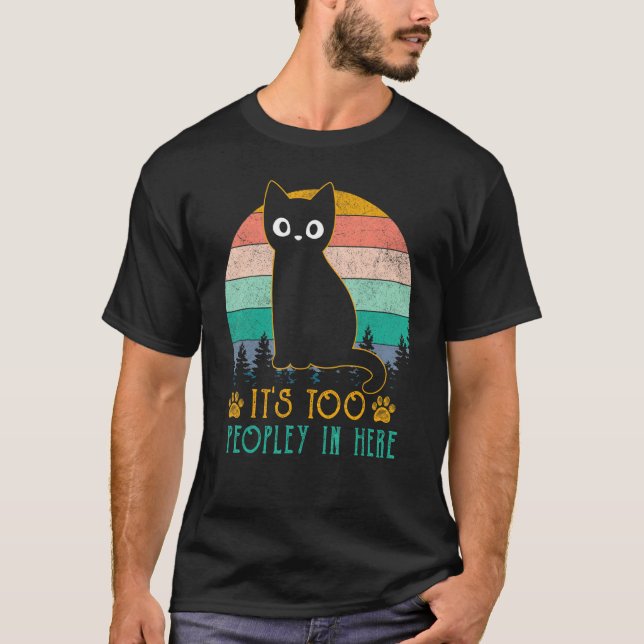 Det Är För Människor Här Bored Cat  Introvert Katt T Shirt (Framsida)