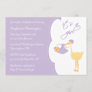 Det är för storkbaby shower för flicka en inbjudningar