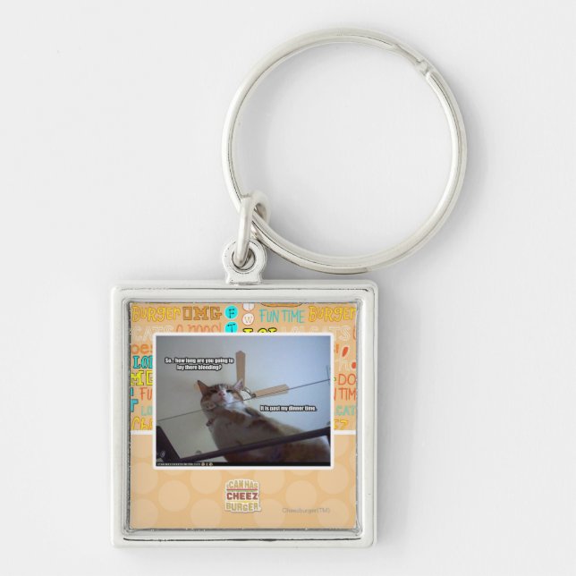 Det är förgånget min middagstid fyrkantig silverfärgad nyckelring (Framsidan)