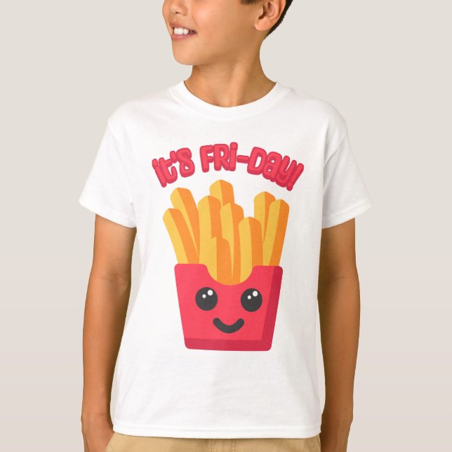 Det är Fri-Day! Cute Fransk Fry-Tecknad T Shirt (Framsida)