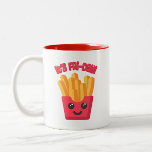 Det är Fri-Day! Cute Fransk Fry-Tecknad Två-Tonad Mugg