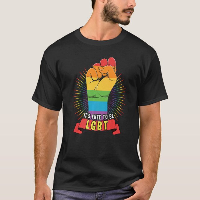 Det är fritt att vara LGBT Hand Fist LGBT Historik T Shirt (Framsida)