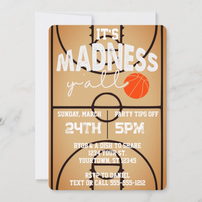 Det är Galenhett Y'all Basketball Watch Party Inbjudningar (Framsida)