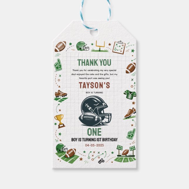 Det är Game Time Football 1-årsdag Presentetikett (Framsidan)