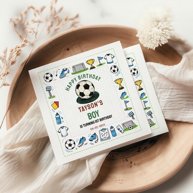 Det är Game Time Soccer 1-årsdag – roliga barn Pappersservett (It’s Game Time Soccer 1st Birthday – Fun Kids Napkins
)