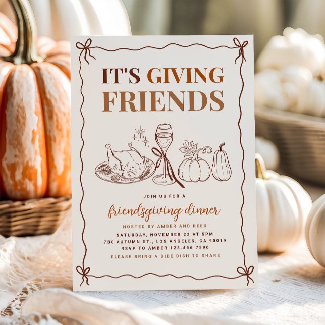 Det är Ge Vänner Modern Friendsgiving-middag Inbjudningar (Skapare uppladdad)