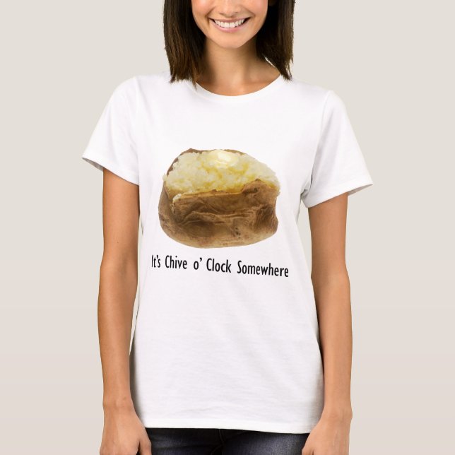 Det är Gräslök o' Clock Någonstans Rolig Bakat Pot Tee Shirt (Framsida)
