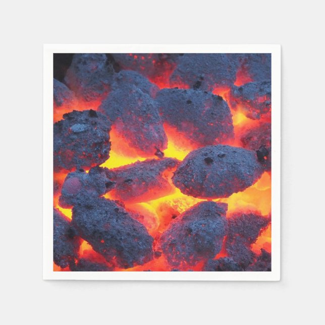 Det är grilltid het grillkol röda grå svarta röda pappersservett (Framsidan)