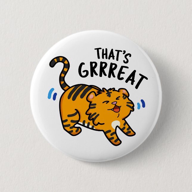 Det är Grreat Funny Tiger Growl Pun Knapp (Framsida)