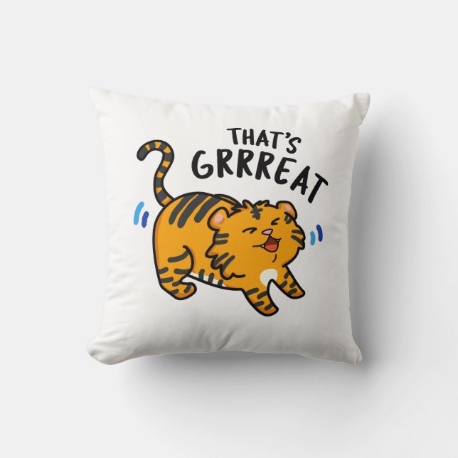 Det är Grreat Funny Tiger Growl Pun Kudde (Framsida)