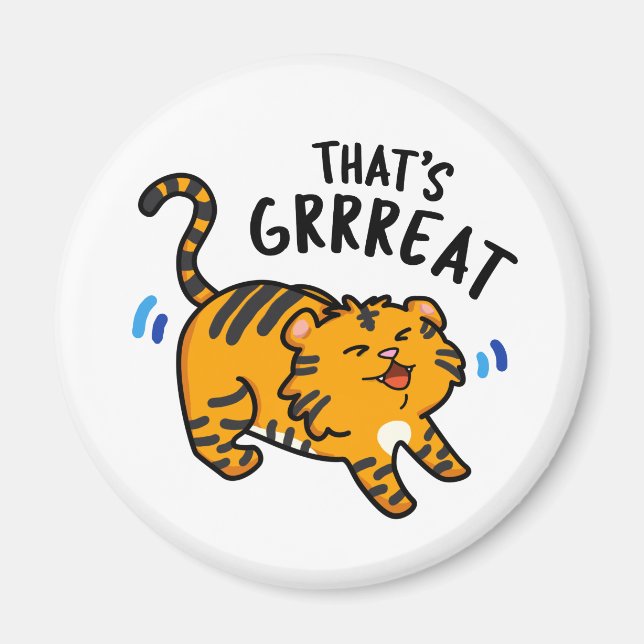 Det är Grreat Funny Tiger Growl Pun Magnet (Framsidan)
