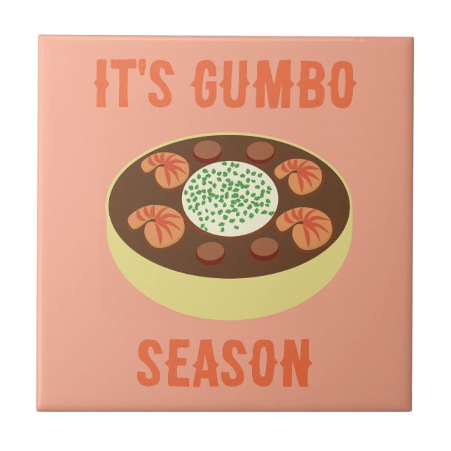 "Det är Gumbo Season" Light Terra Cotta Ceramic Ti Kakelplatta (Framsidan)