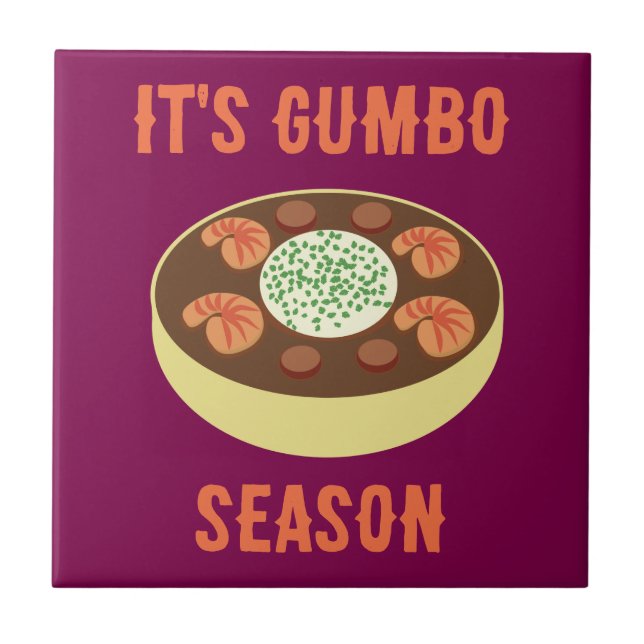 "Det är Gumbo Season" Lila Ceramic Tile Kakelplatta (Framsidan)