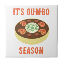 "Det är Gumbo Season" White Ceramic Tile