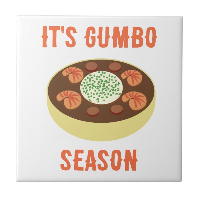 "Det är Gumbo Season" White Ceramic Tile Kakelplatta (Framsidan)
