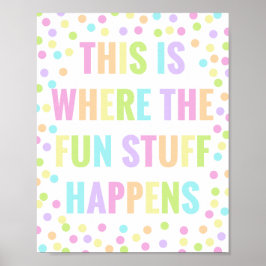 Det är här Roligten Saker går i spelrummet Poster