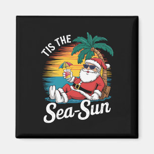 Det Är Hav Sol Santa Strand Jul I Juli Magnet