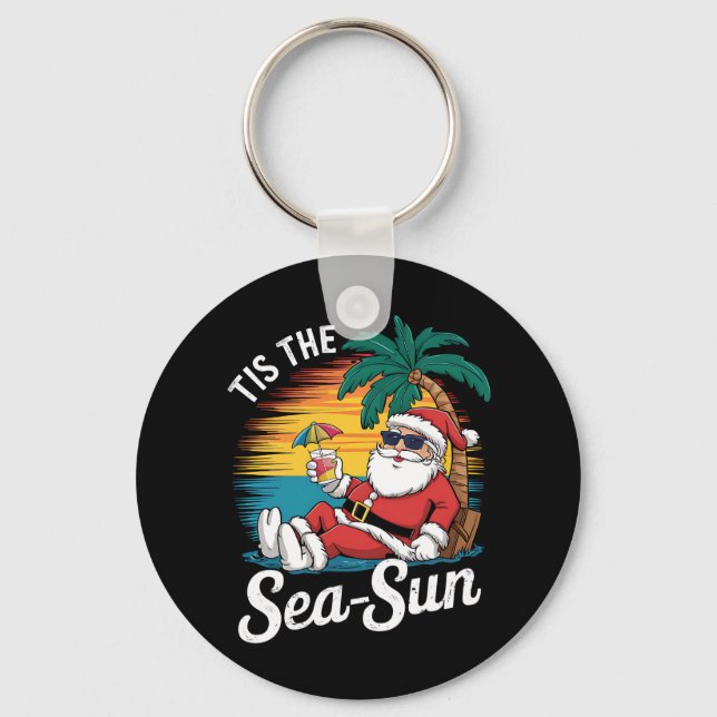 Det Är Hav Sol Santa Strand Jul I Juli  Nyckelring (Framsida)