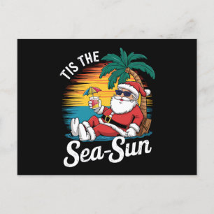 Det Är Hav Sol Santa Strand Jul I Juli Vykort