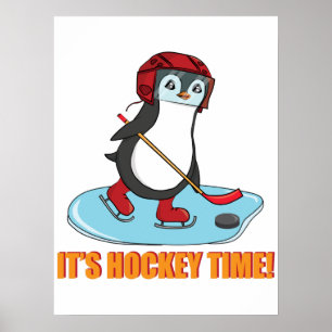 Det är Hockey Time - Cute Penguin Ice Hockey Poster