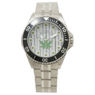 Det är hög tid Ogräs Löv White Bamboo Anpassningsb Armbandsur