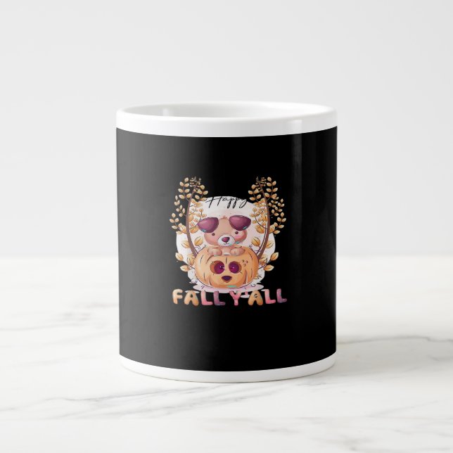Det är höst, alla! Pumpa Halloween Katt Höst Jumbo Mugg (Framsidan)