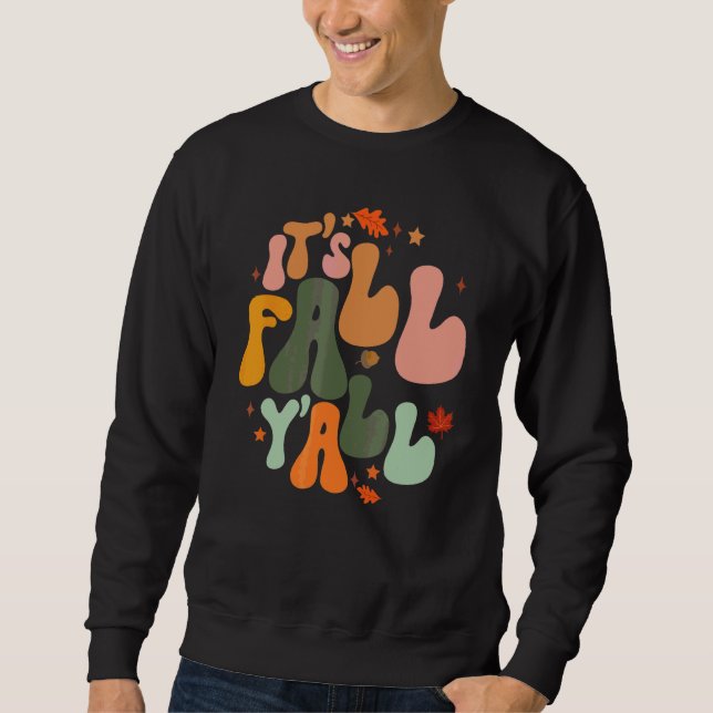 Det är höst allesammans Groovy Retro höstlöv tack Lång Ärmad Tröja (Framsida)
