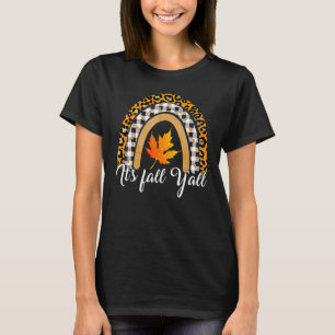 Det är höst allesammans Leopard Regnbåge Höstblad  T Shirt