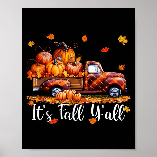Det är höst allesammans pumpbil hösträd hej höst poster (Framsidan)