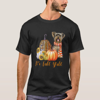 Det är höst allesammans Yorkie Hund Leopard Pumpa T Shirt