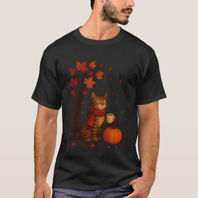 Det är höst Du är Alla Katt Höstlöv Rolig T Shirt (Framsida)