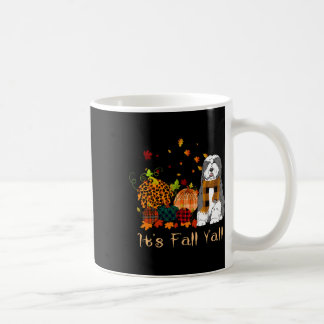 Det är höst grabbar engelsk fårehund pumpa hund ta kaffemugg