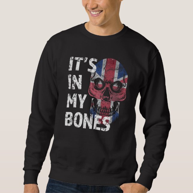 Det är i min Bones British Flagga Jack England U Lång Ärmad Tröja (Framsida)