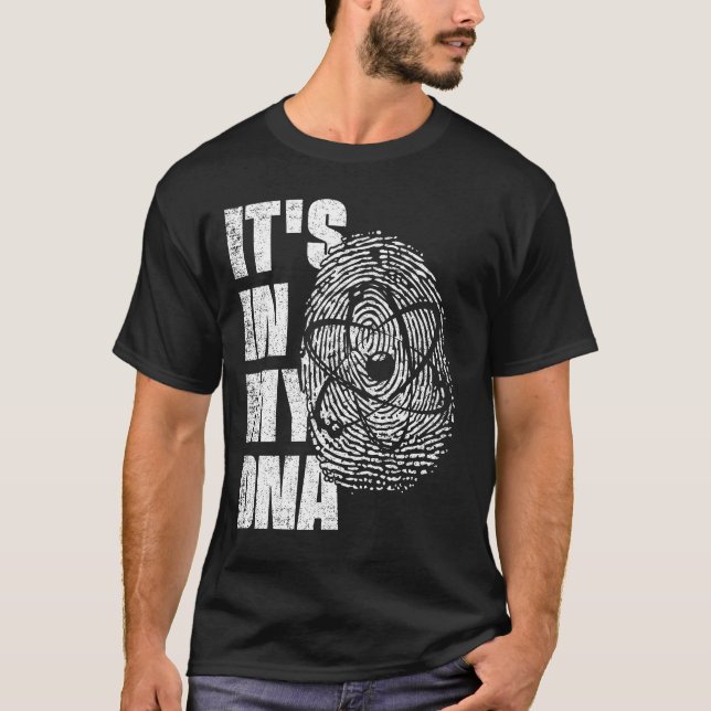 DET ÄR I MIN DNA Atom Science Fingerprint Scientis T Shirt (Framsida)