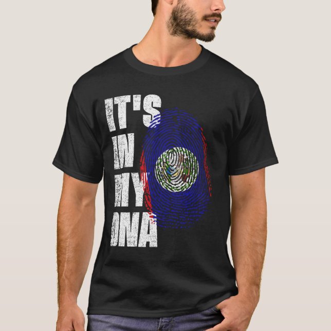 DET ÄR I MIN DNA Belize Flagga T Shirt (Framsida)