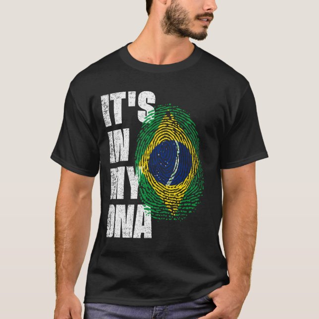 DET ÄR I MIN DNA-Brasilianska Flagga T Shirt (Framsida)