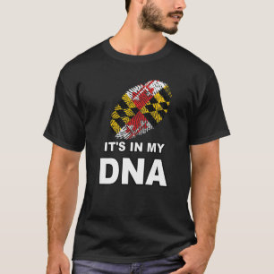 Det är i min Dna Fingerprint Maryland Statlig flag T Shirt
