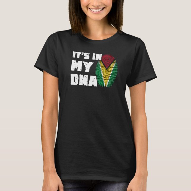 Det är i min DNA Guyana Flagga Fingerprint Manar W T Shirt (Framsida)