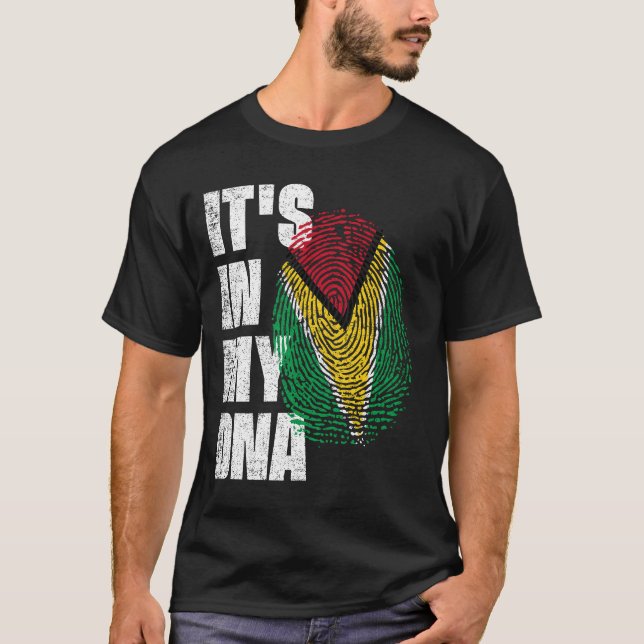 DET ÄR I MIN DNA Guyana Flagga T Shirt (Framsida)