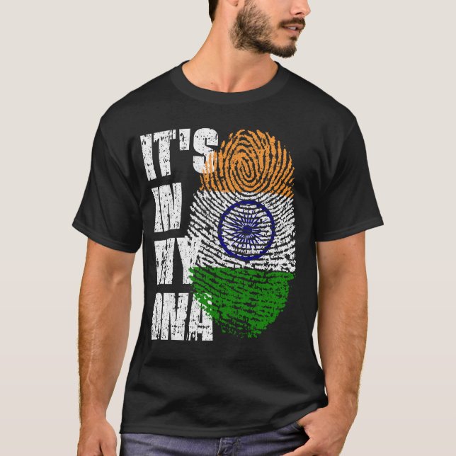 DET ÄR I MIN DNA India Flagga Boy Girl Gift T Shirt (Framsida)
