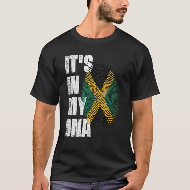 DET ÄR I MIN DNA Jamaica Flagga Jamaican T Shirt (Framsida)
