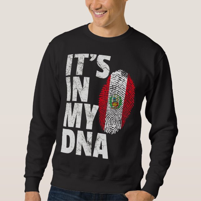 Det är i min Dna Peruvian Peru Flagga Souvenir Lång Ärmad Tröja (Framsida)
