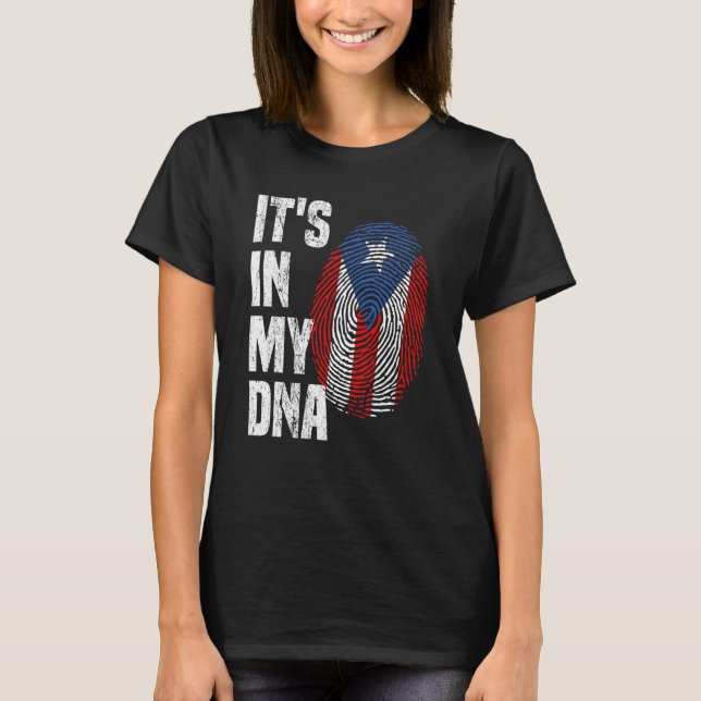 DET ÄR I MIN DNA Puerto Rico Flagga Puerto Rican-P T Shirt (Framsida)