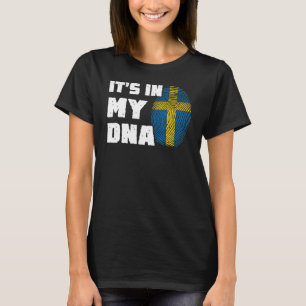 Det är i min DNA-Sverige Flagga Fingerprint Manar T Shirt