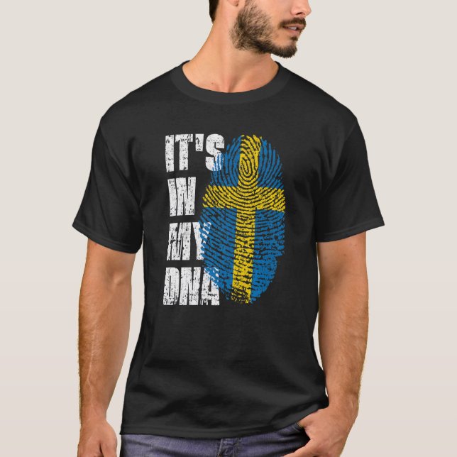 Det är i min DNA-Sverige Flagga svenska T Shirt (Framsida)