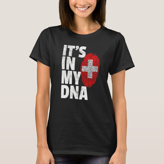 Det är i Min Dna Swiss Flagga Women T Shirt (Framsida)