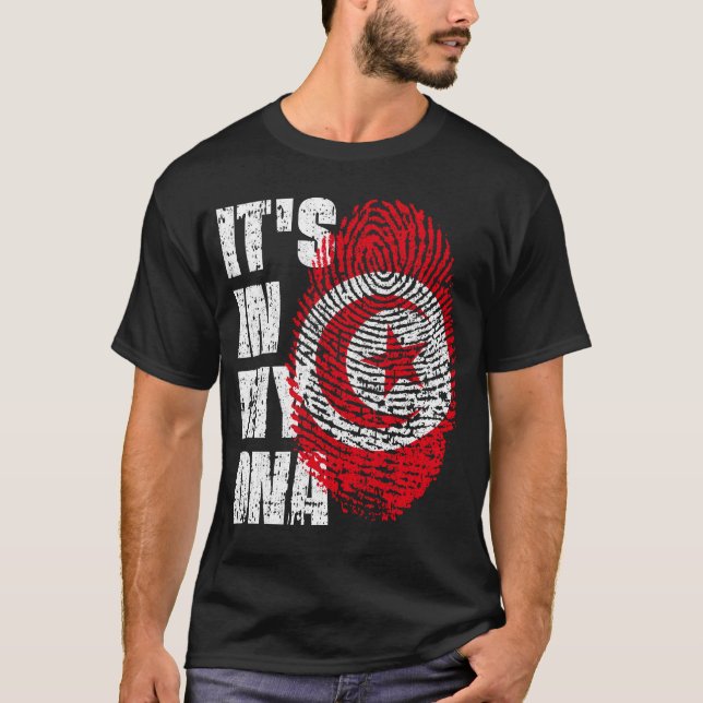 DET ÄR I MIN DNA Tunisien Flagga Boy Girl Gift T Shirt (Framsida)