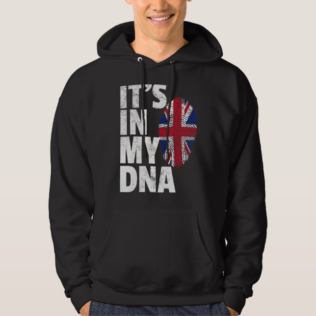 Det är i min Dna Uk England Union Jack Flagga Hoodie (Framsida)