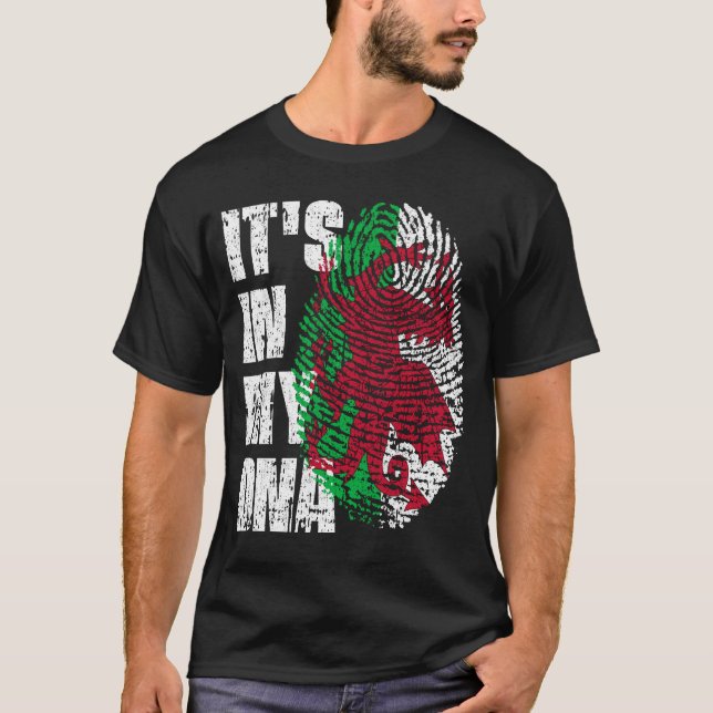 DET ÄR I MIN DNA Wales Flagga Welsh T Shirt (Framsida)